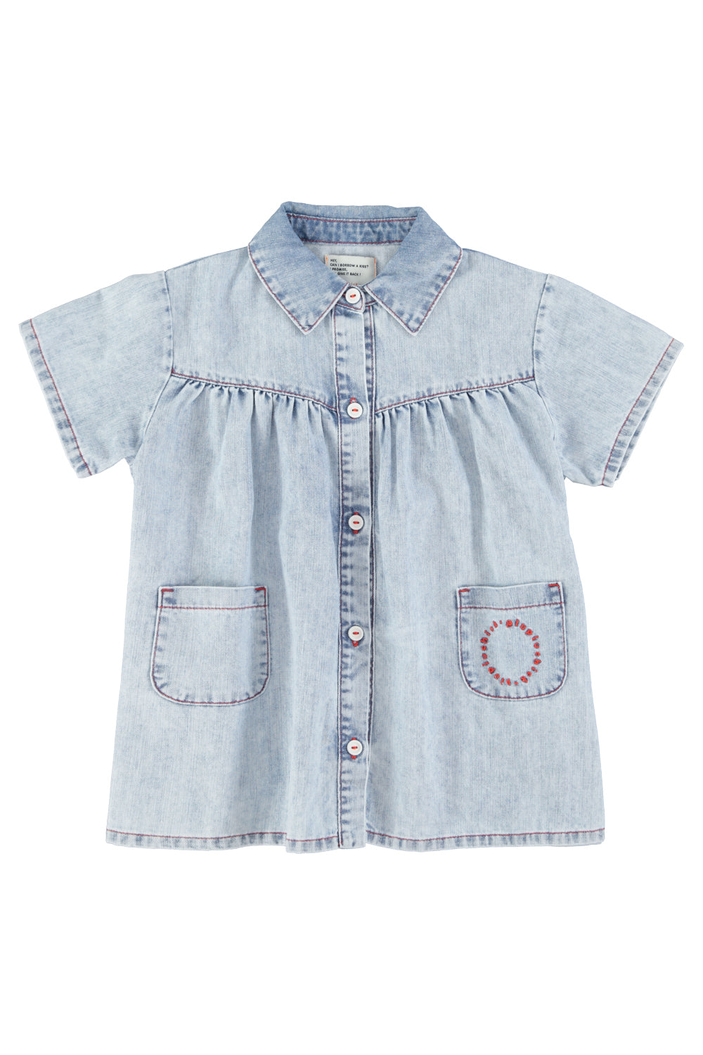Piupiuchick SS26 - Kurzes Kinderkleid - Baumwolle - Blau Denim