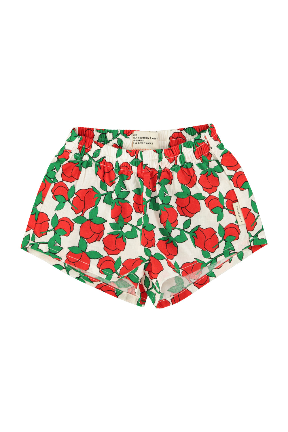 Piupiuchick SS26 - Kurze Hose für Kinder - Baumwolle - Weiß mit roten Rosen