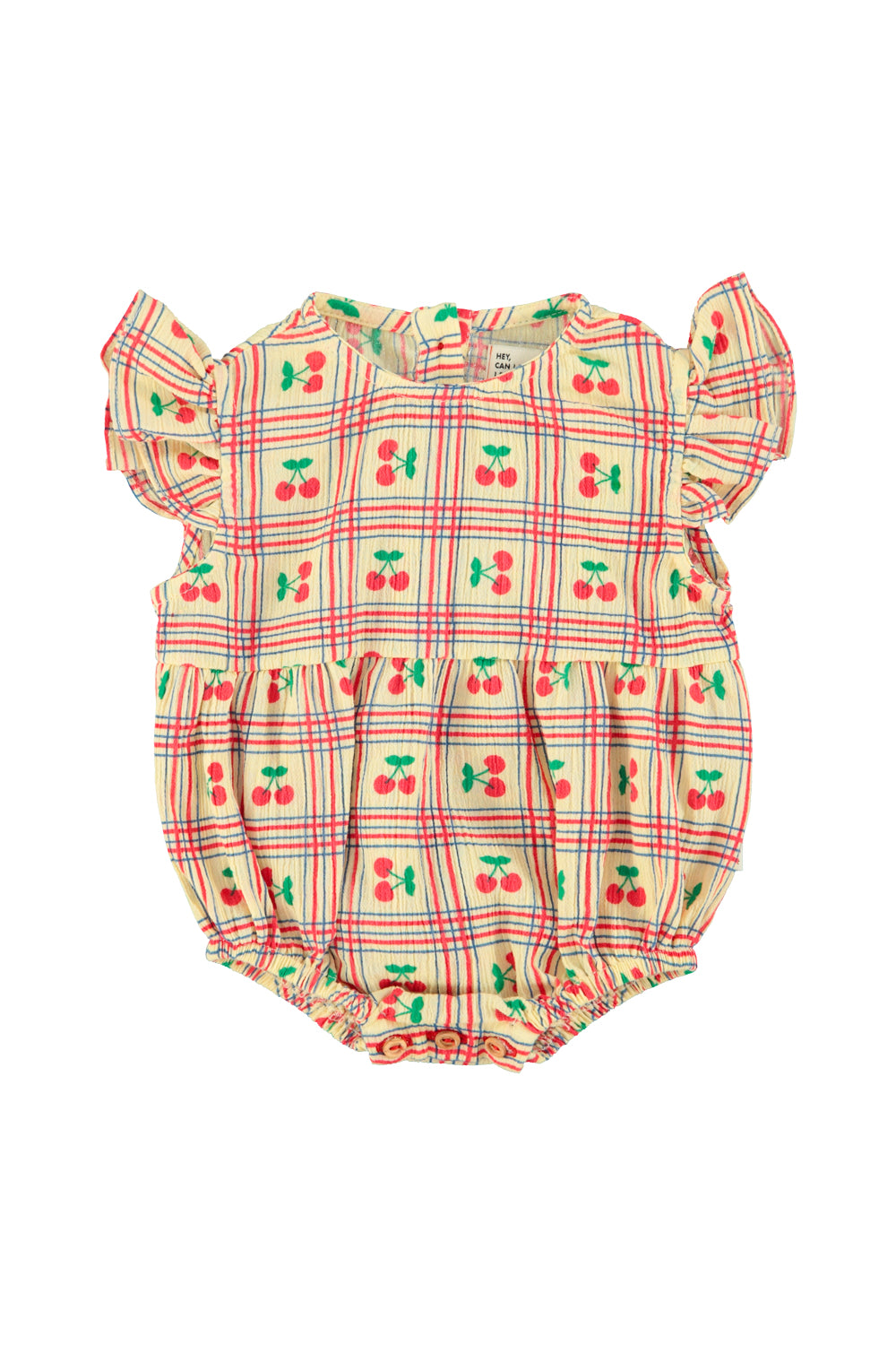Piupiuchick SS26 - Baby Strampler - Baumwolle - Ärmerlos Gelb mit Kirschen