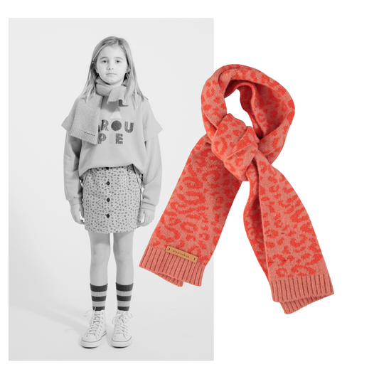 Piupiuchick AW25 - Knitted scarf | Pink w/ animal print