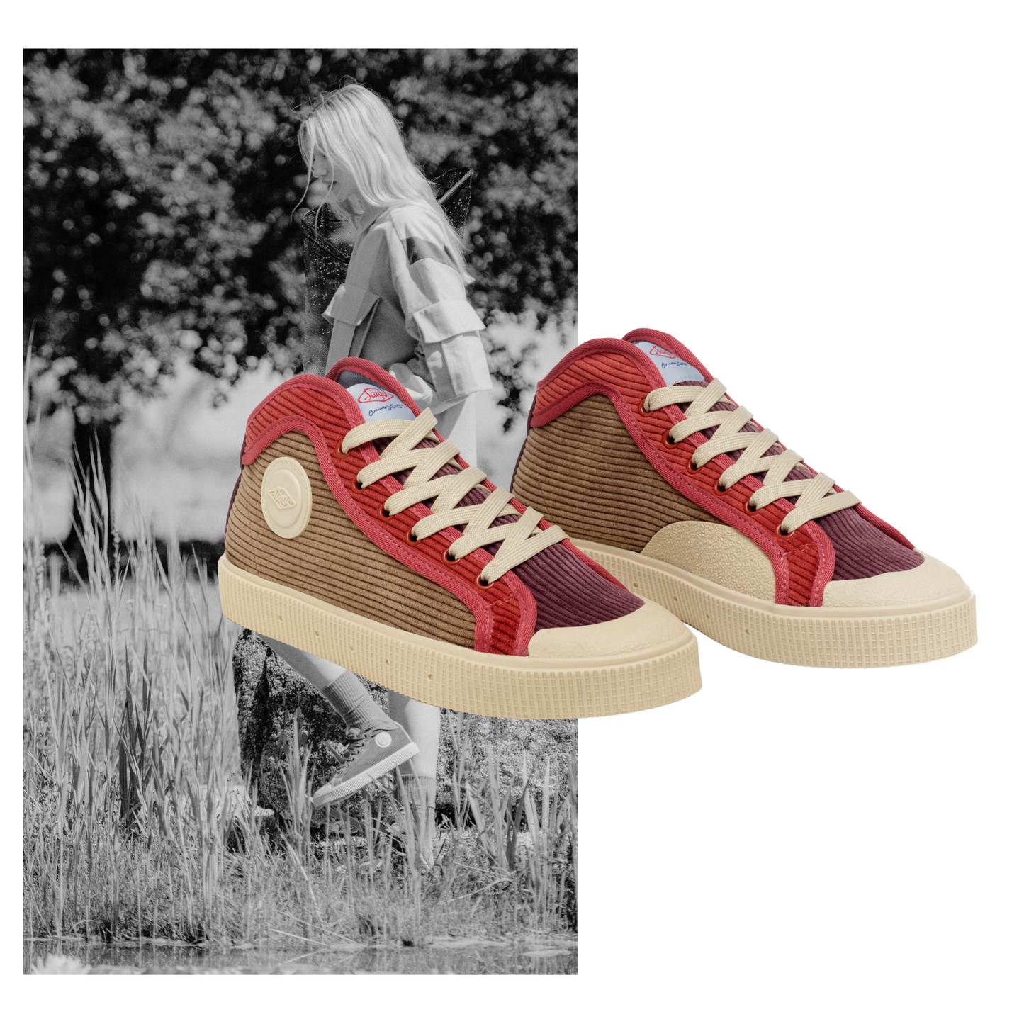 Sanjo K100 Bombazine Brown Tricolor - Retro Sneaker