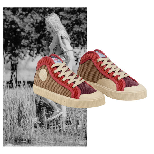 Sanjo K100 Bombazine Brown Tricolor - Retro Sneaker