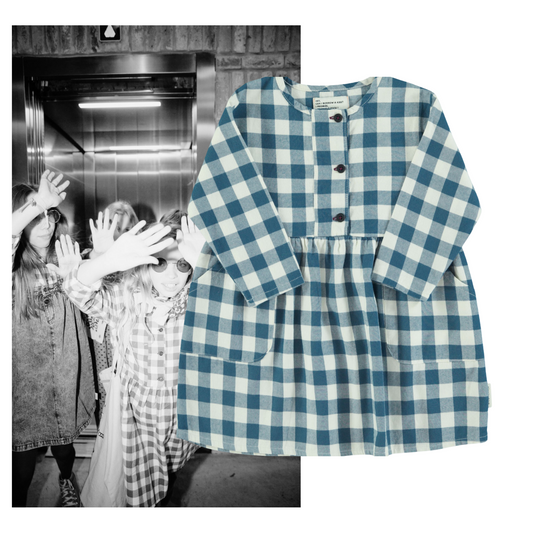 Piupiuchick AW25 - Short dress | Blue & white checkered