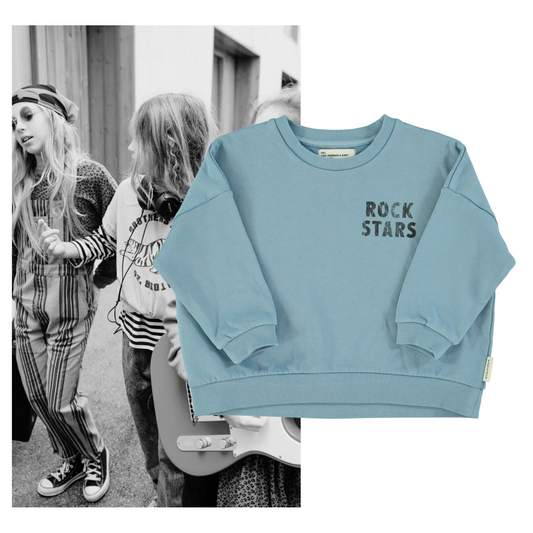 Piupiuchick AW25 - Sweatshirt | Blue w/ "rock stars" print