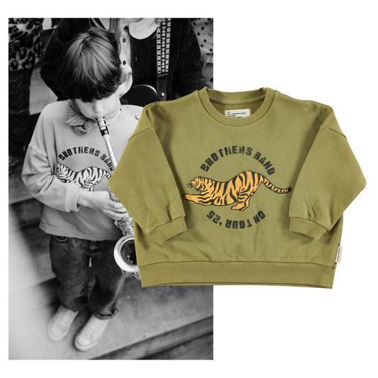 Piupiuchick AW25 - Sweatshirt | Olive green w/ tiger print