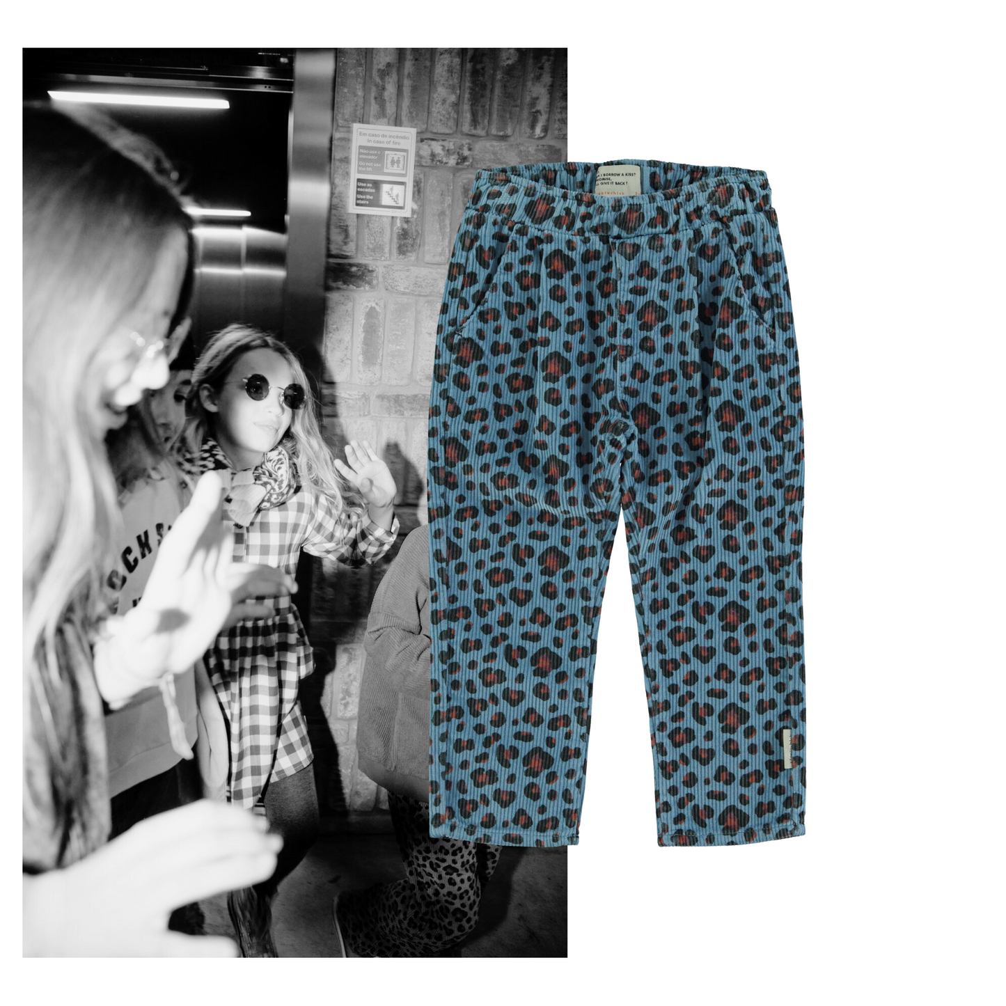 Piupiuchick AW25 - Unisex trousers | Blue w/ animal print