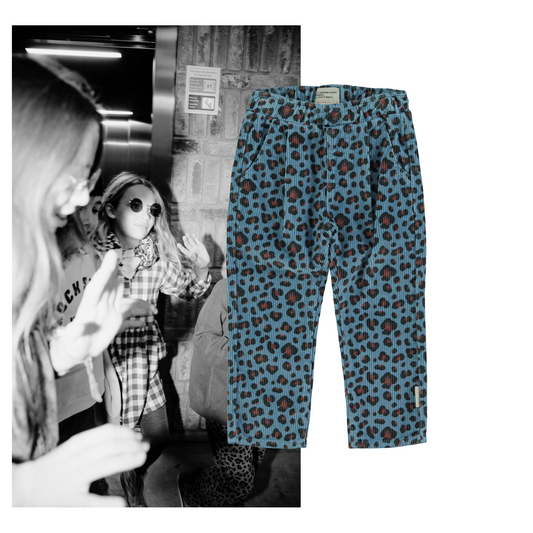 Piupiuchick AW25 - Unisex trousers | Blue w/ animal print