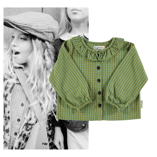 Piupiuchick AW25 - Blouse w/ collar | Green checkered
