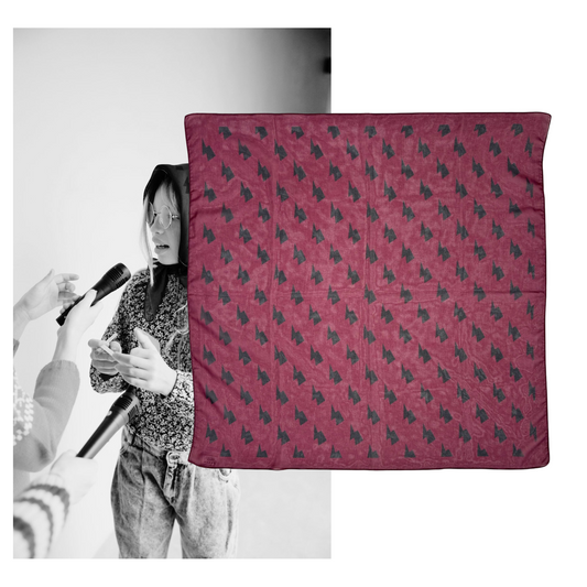 Piupiuchick AW25 - Chiffon bandana | Aubergine w/ bolts allover
