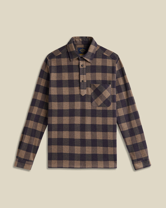 Portuguese Flannel- Langarm Hemd Herren - Baumwolle - Popover Blau Braun Kariert