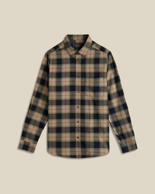 Portuguese Flannel - Langarm Hemd Herren - Baumwolle - Popover Braun Schwarz Kariert