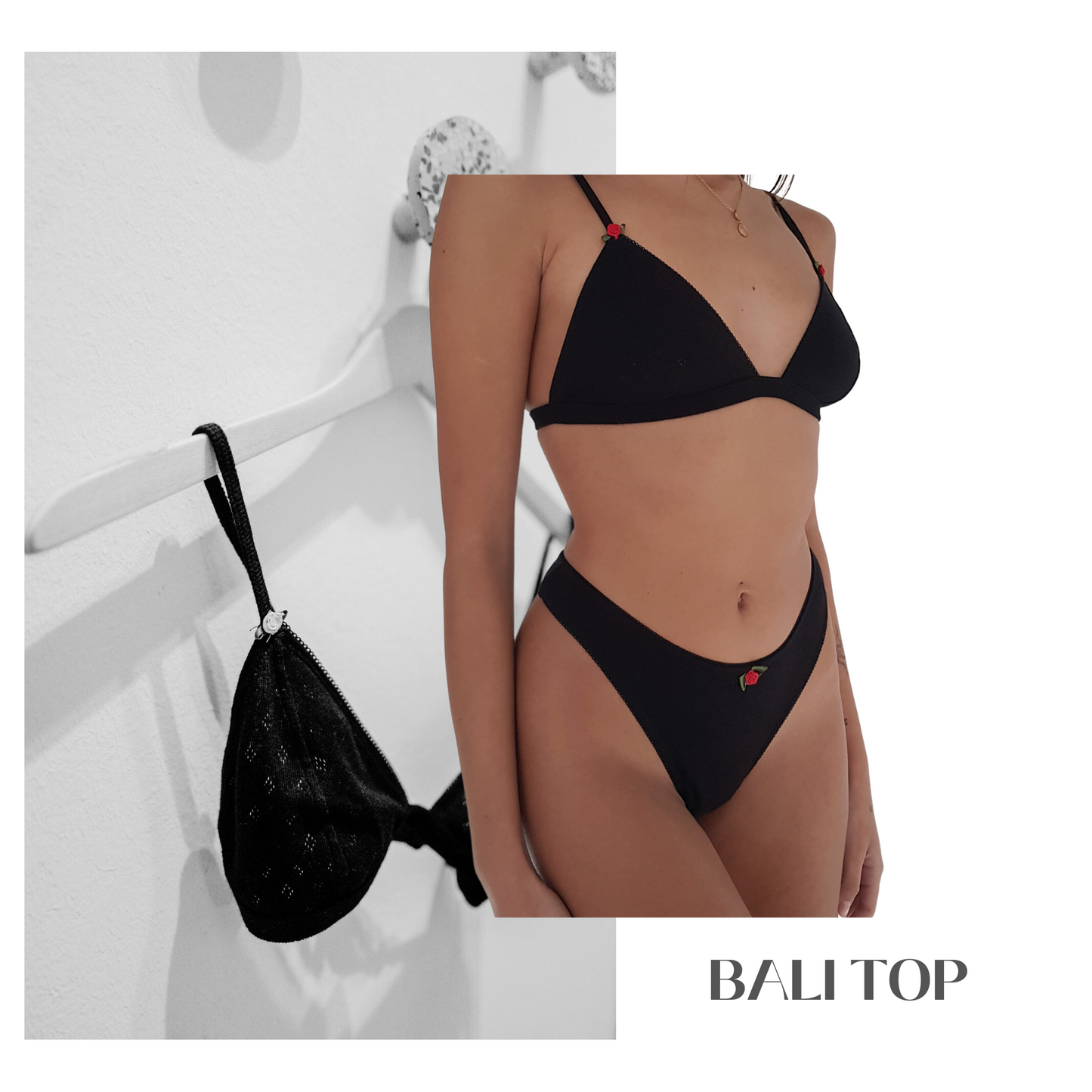 Baumwoll BH Damen BALI – Retro Dessous – Schwarz – Tricirculo