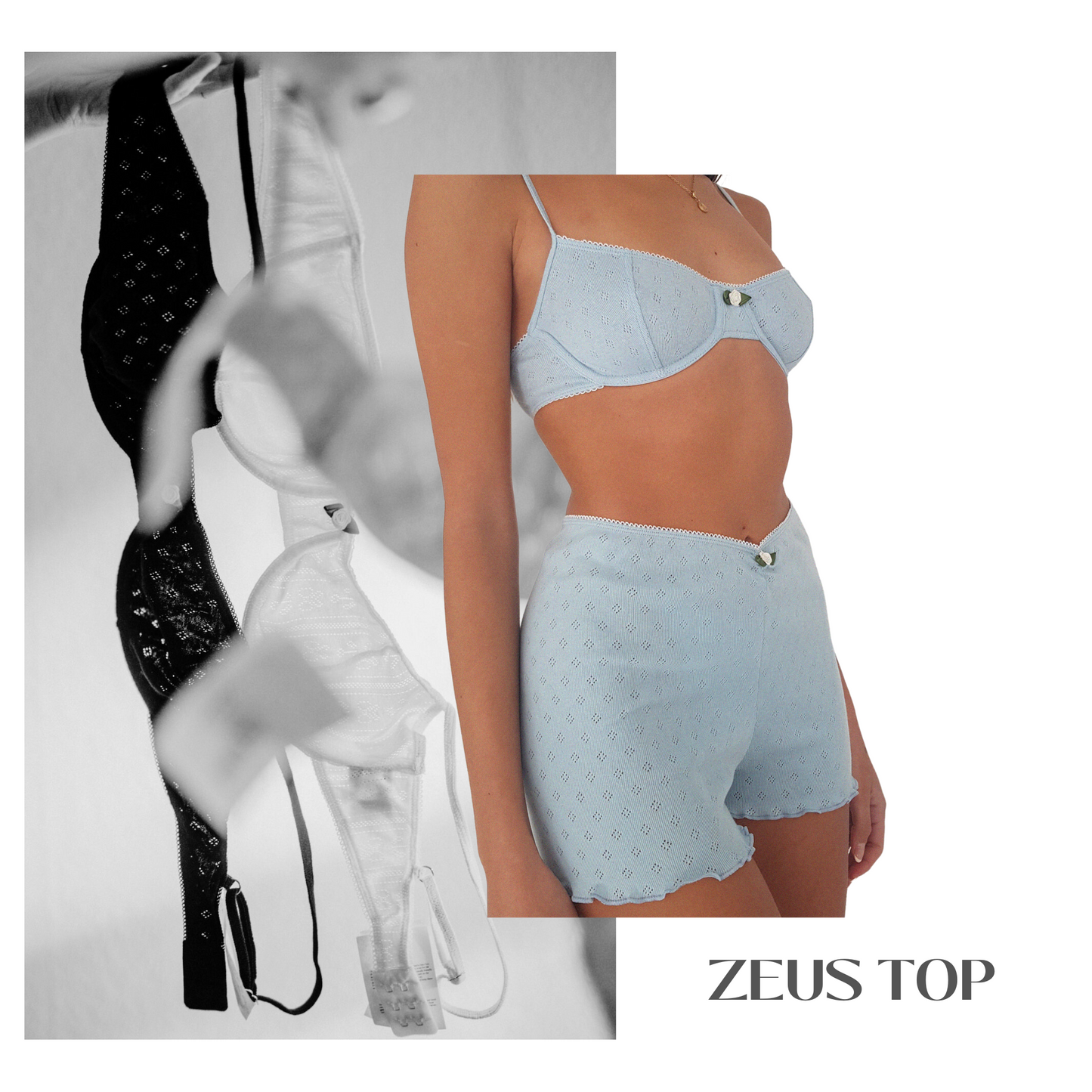 Baumwoll BH Damen ZEUS – Retro Dessous – Blau – Tricirculo