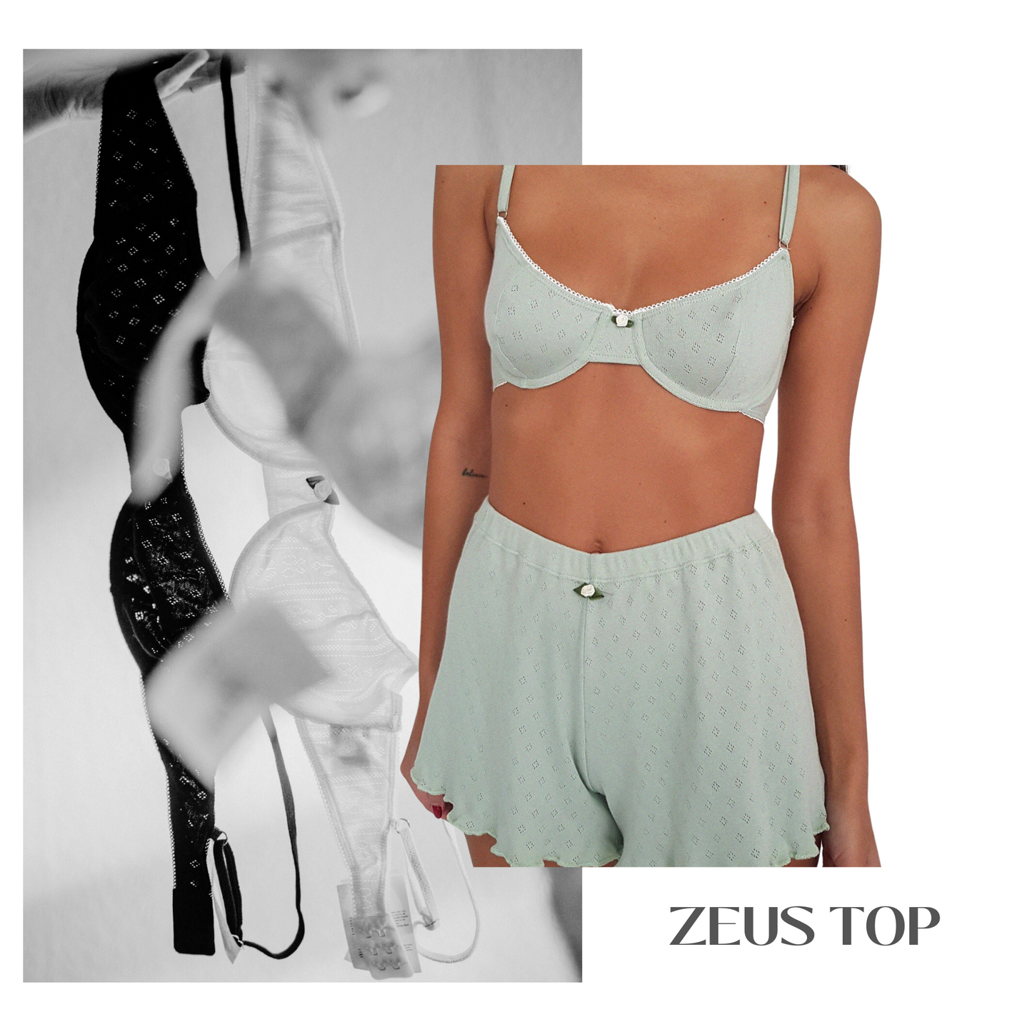 Baumwoll BH Damen ZEUS – Retro Dessous – Mint – Tricirculo