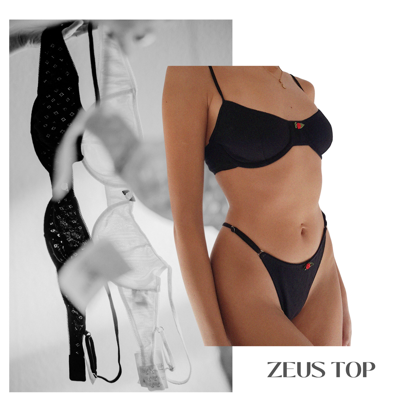 Baumwoll BH Damen ZEUS – Retro Dessous – Schwarz – Tricirculo