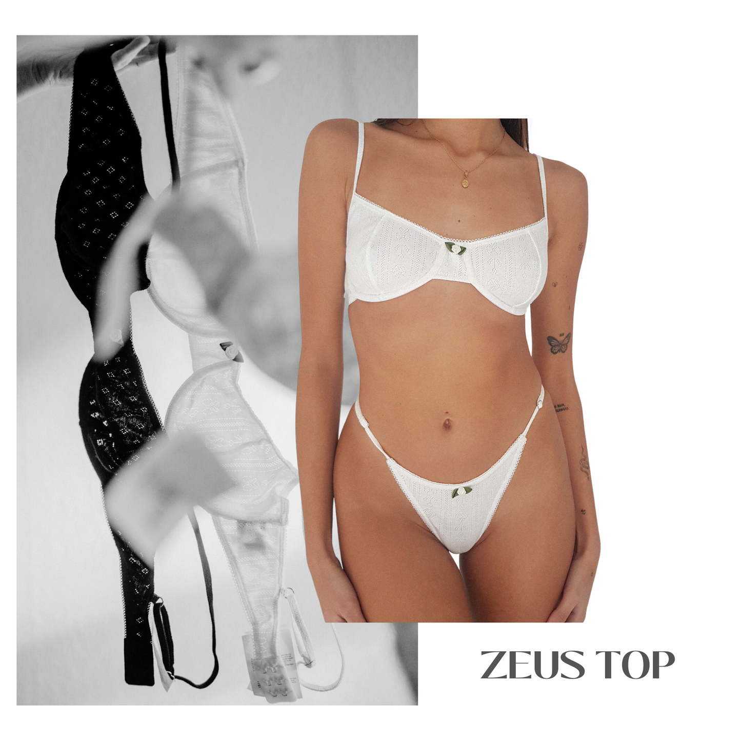 Baumwoll BH Damen ZEUS – Retro Dessous – Weiß – Tricirculo
