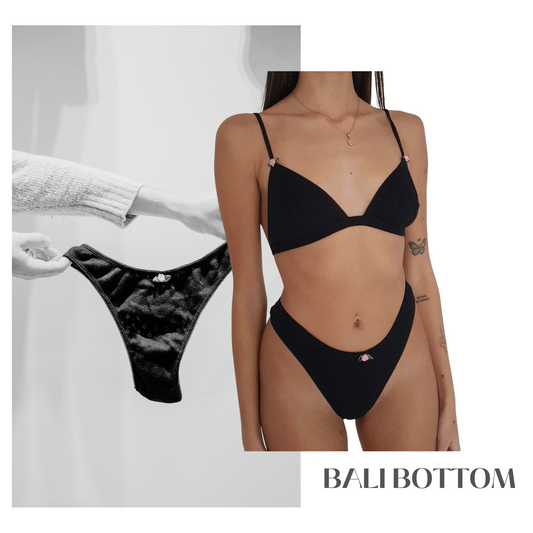 Baumwoll Brazilian Slip Damen BALI – Retro Dessous – Schwarz – Tricirculo