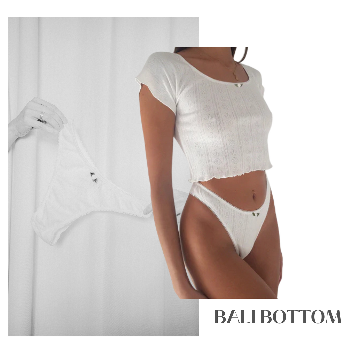 Baumwoll Brazilian Slip Damen BALI – Retro Dessous – Weiß – Tricirculo