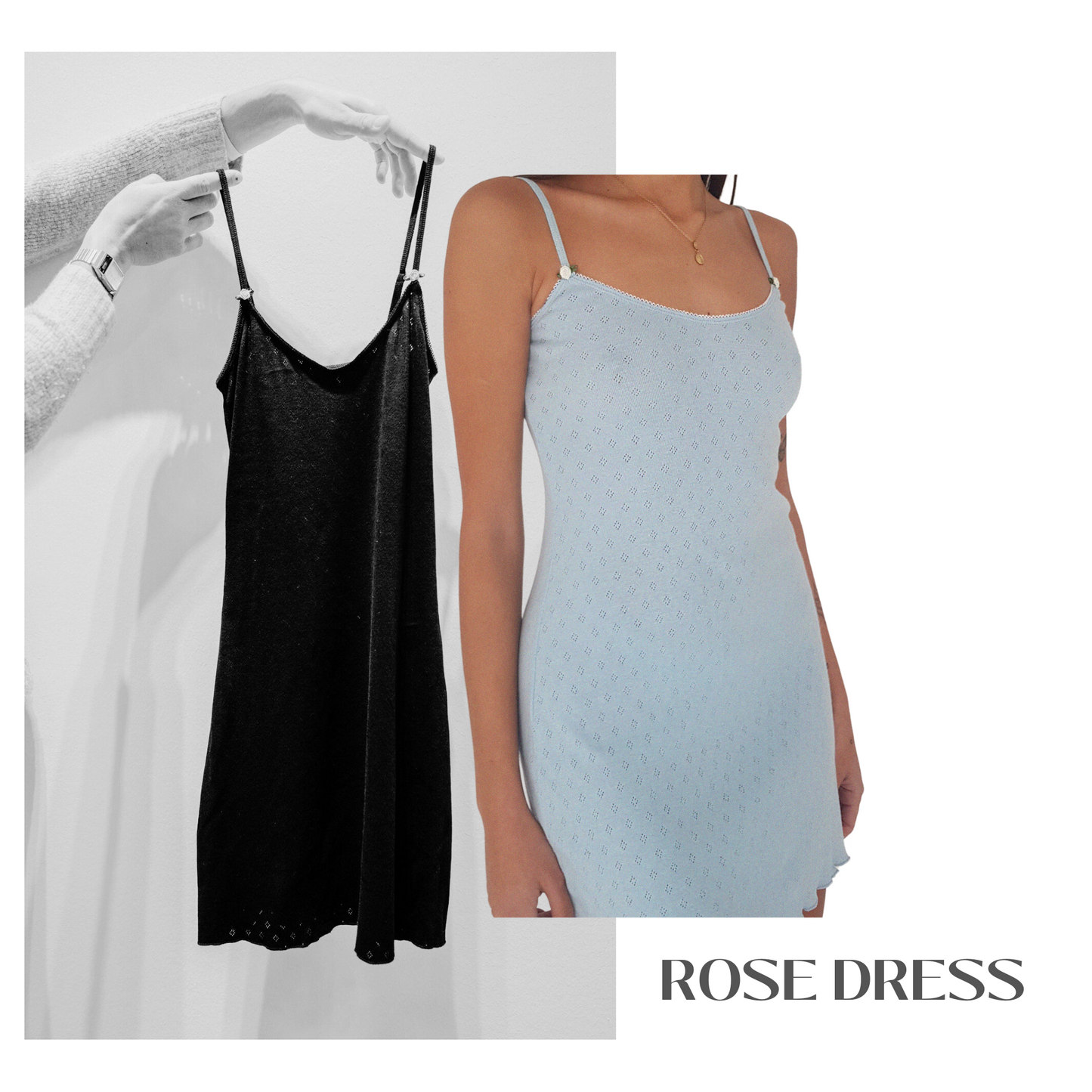 Baumwoll Kleid Damen ROSE – Retro Design – Blau – Tricirculo