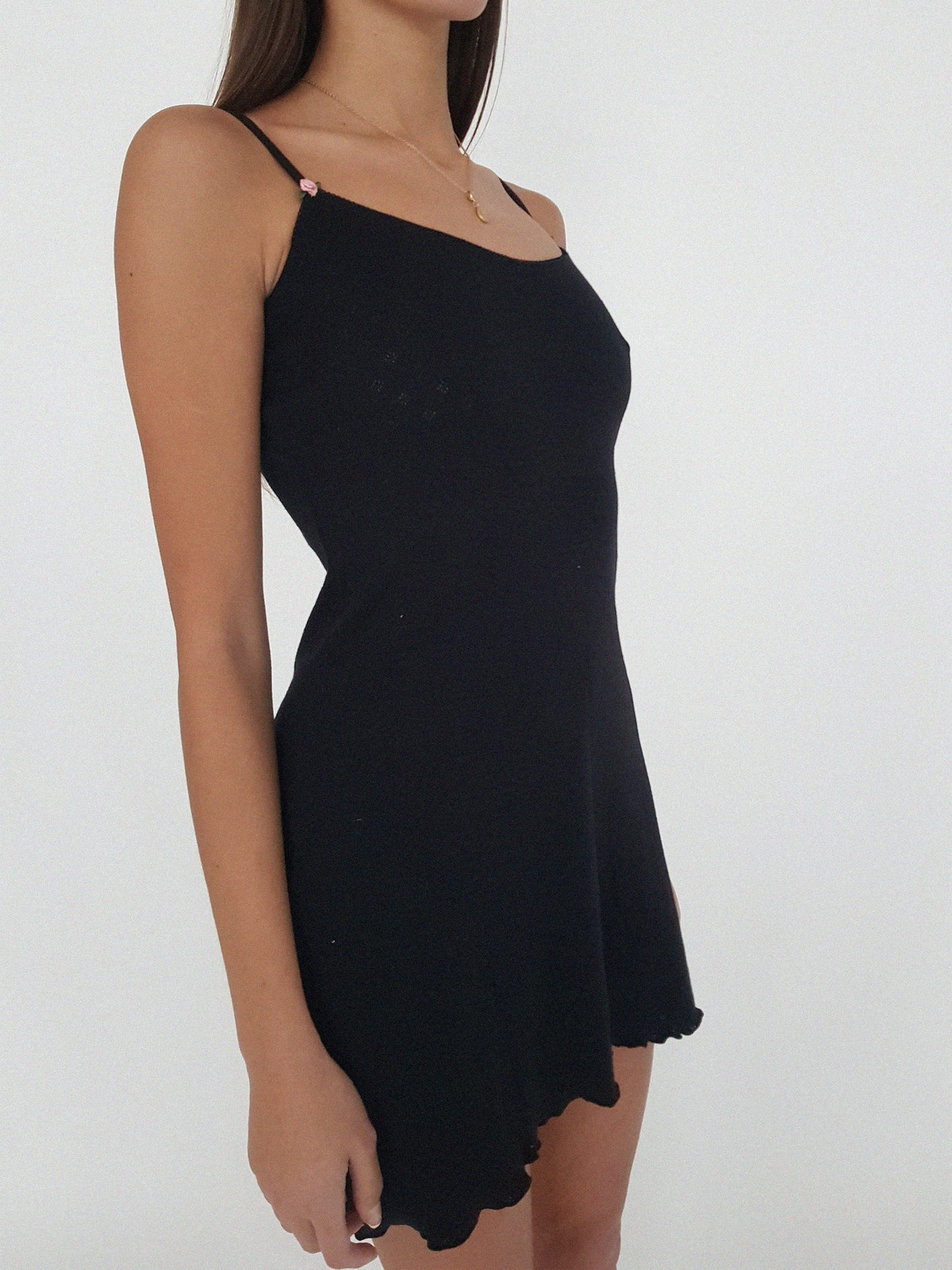 Baumwoll Kleid Damen ROSE – Retro Design – Schwarz – Tricirculo
