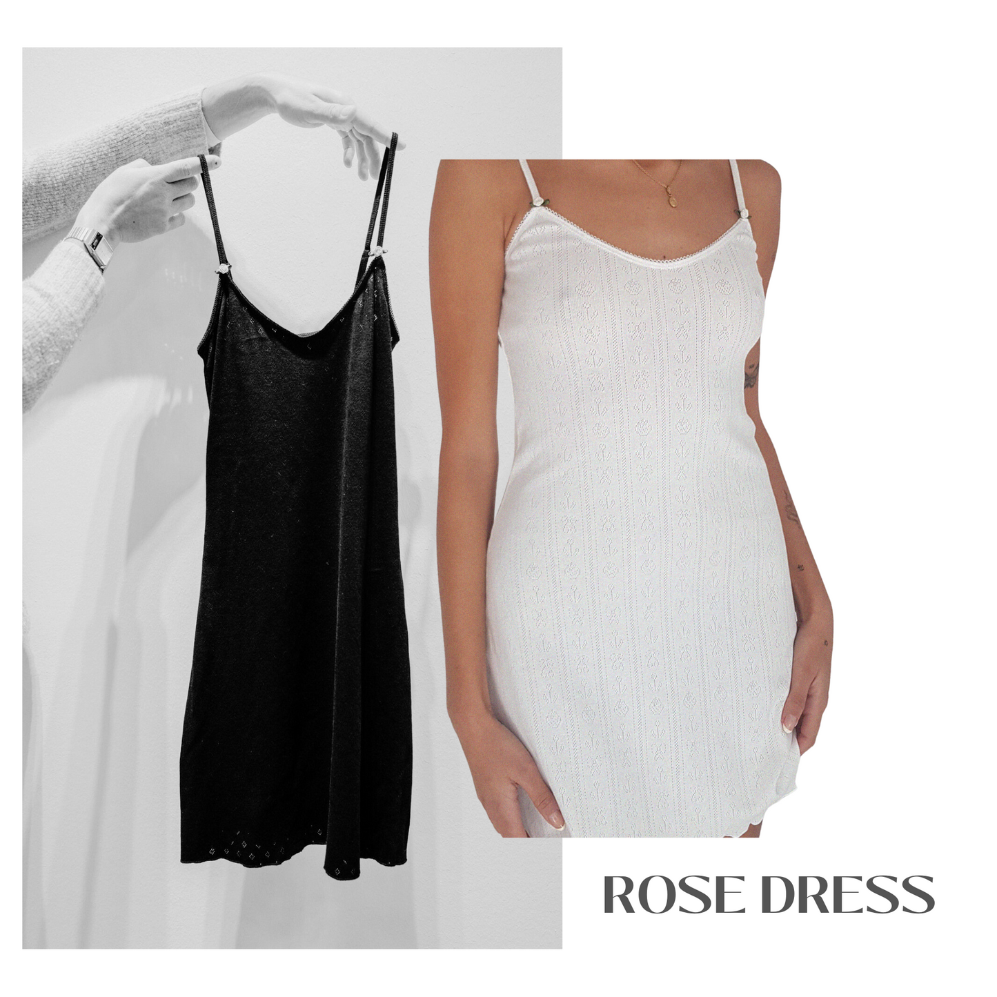 Baumwoll Kleid Damen ROSE – Retro Design – Weiß – Tricirculo