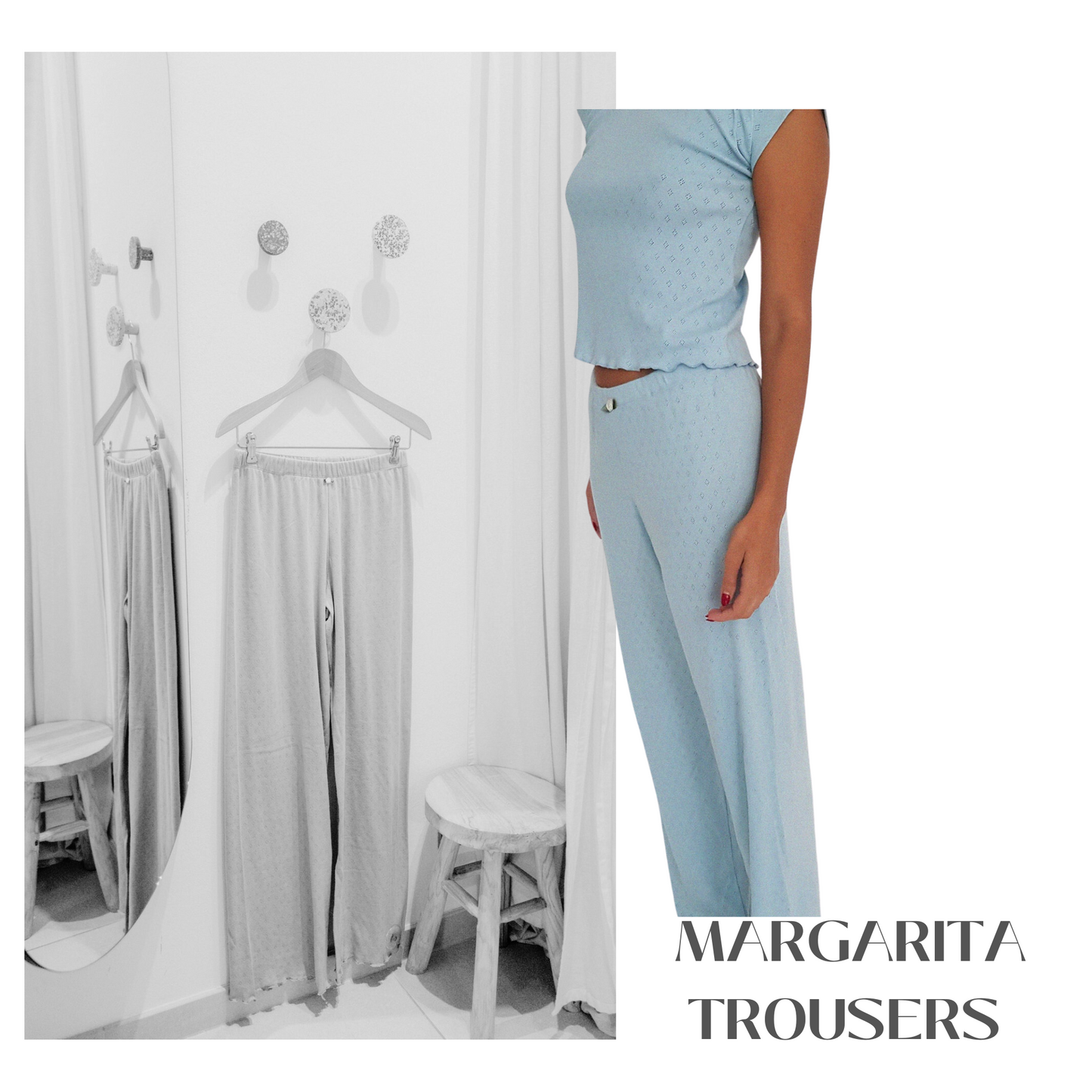 Baumwoll Loungewear Hose Damen MARGARITA – Blau – Tricirculo