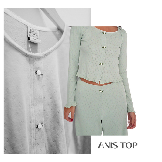 Baumwoll Top Damen ANIS – Retro Design – Mint – Tricirculo