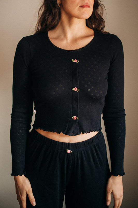 Baumwoll Top Damen ANIS – Retro Design – Schwarz – Tricirculo