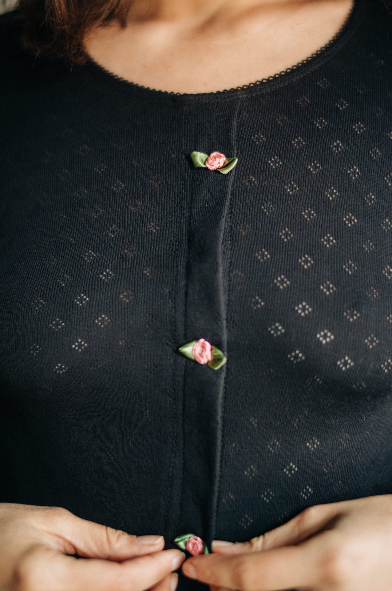 Baumwoll Top Damen ANIS – Retro Design – Schwarz – Tricirculo