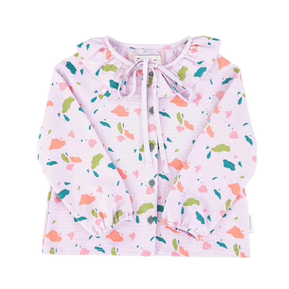 Piupiuchick - Blouse Round Collar Lilac w Multicolor Geometric Allover K