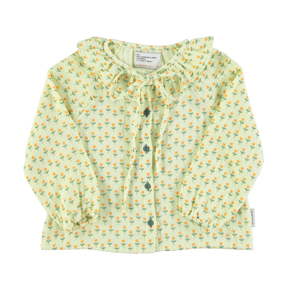 Piupiuchick - Blouse Round Collar Yellow w Little Flowers K