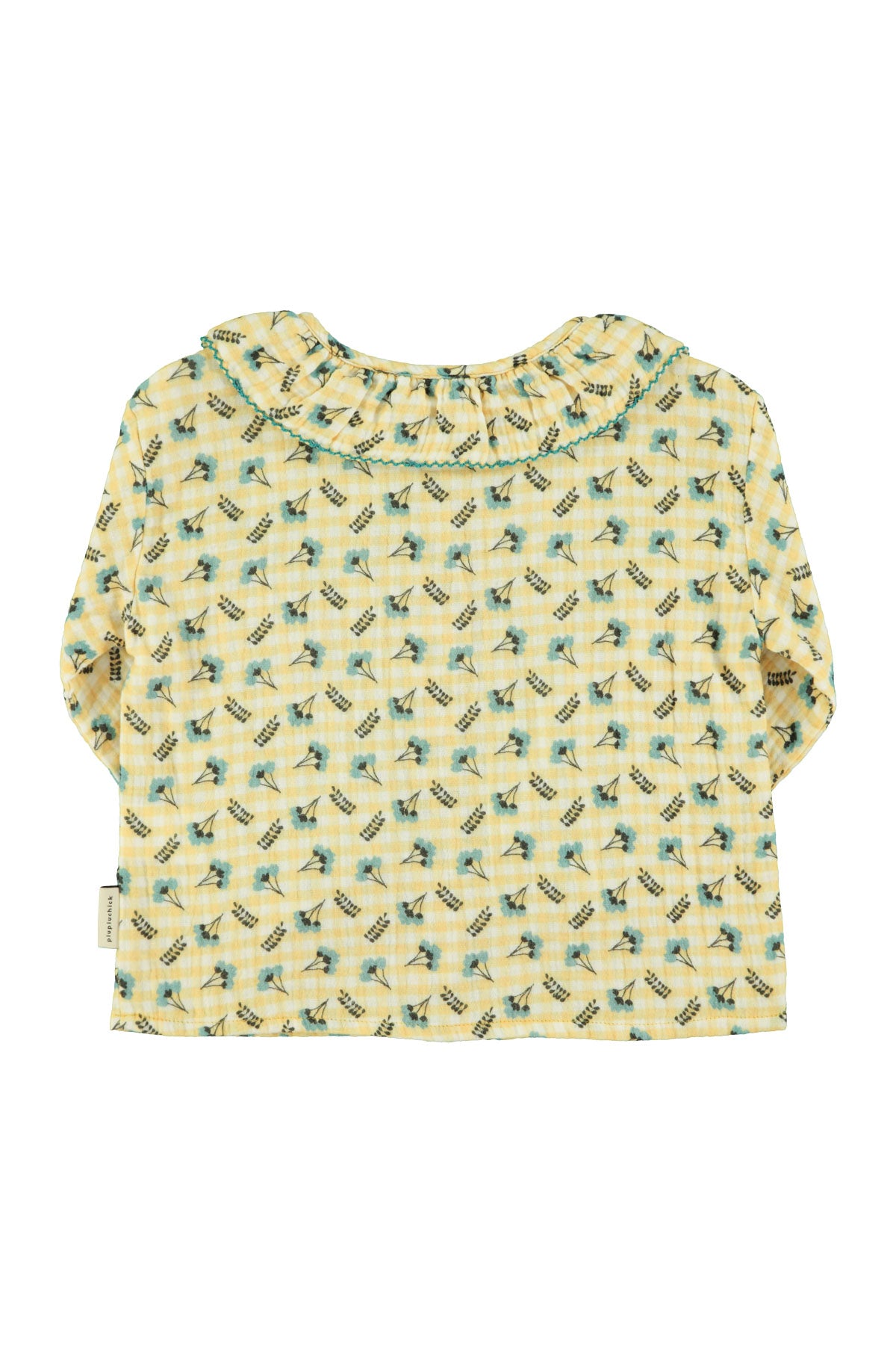 Piupiuchick AW25 - Blouse w/ collar |  Yellow checkered w/ flowers