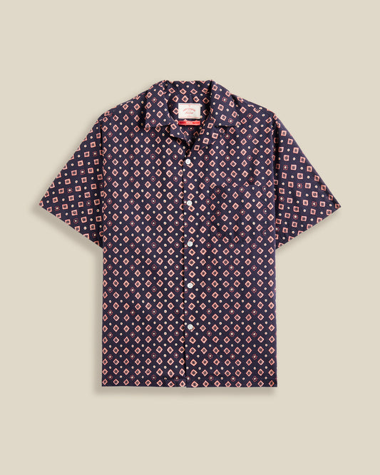 Portuguese Flannel - Kurzarm Hemd Herren - Baumwolle - Blau mit Würfel