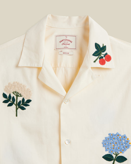 Portuguese Flannel - Kurzarmhemd Herren - 100% Bio-Baumwolle - Blumen Muster