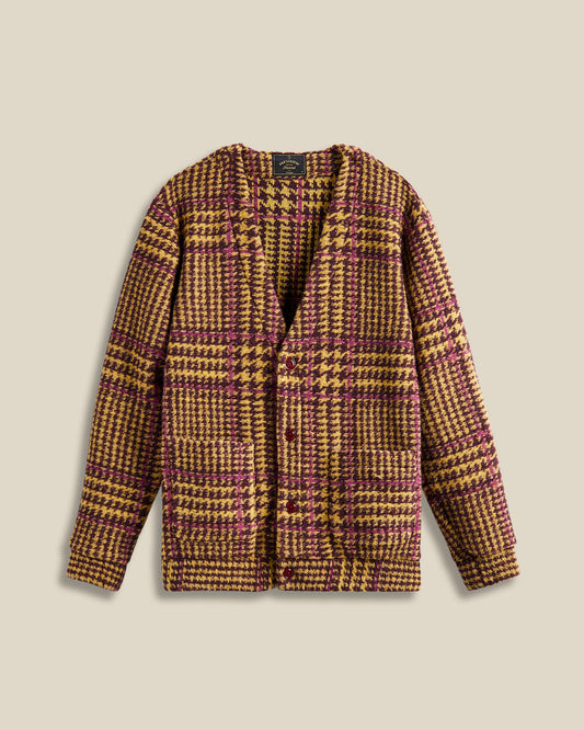 Portuguese Flannel - Langarm Cardigan Herren - mit Schurwolle - Gelb Rot Kariert