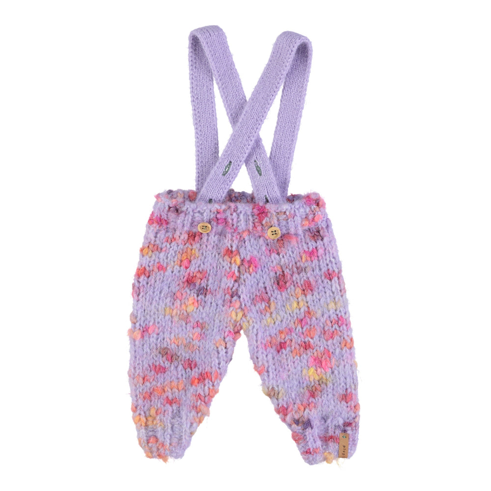 Piupiuchick - Knitted Baby Trousers Straps Multicolor Lilac