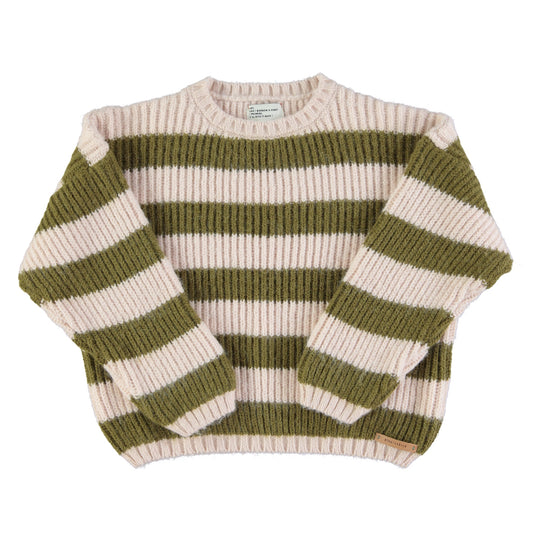 Piupiuchick - Knitted Sweater Green Ecru Stripes