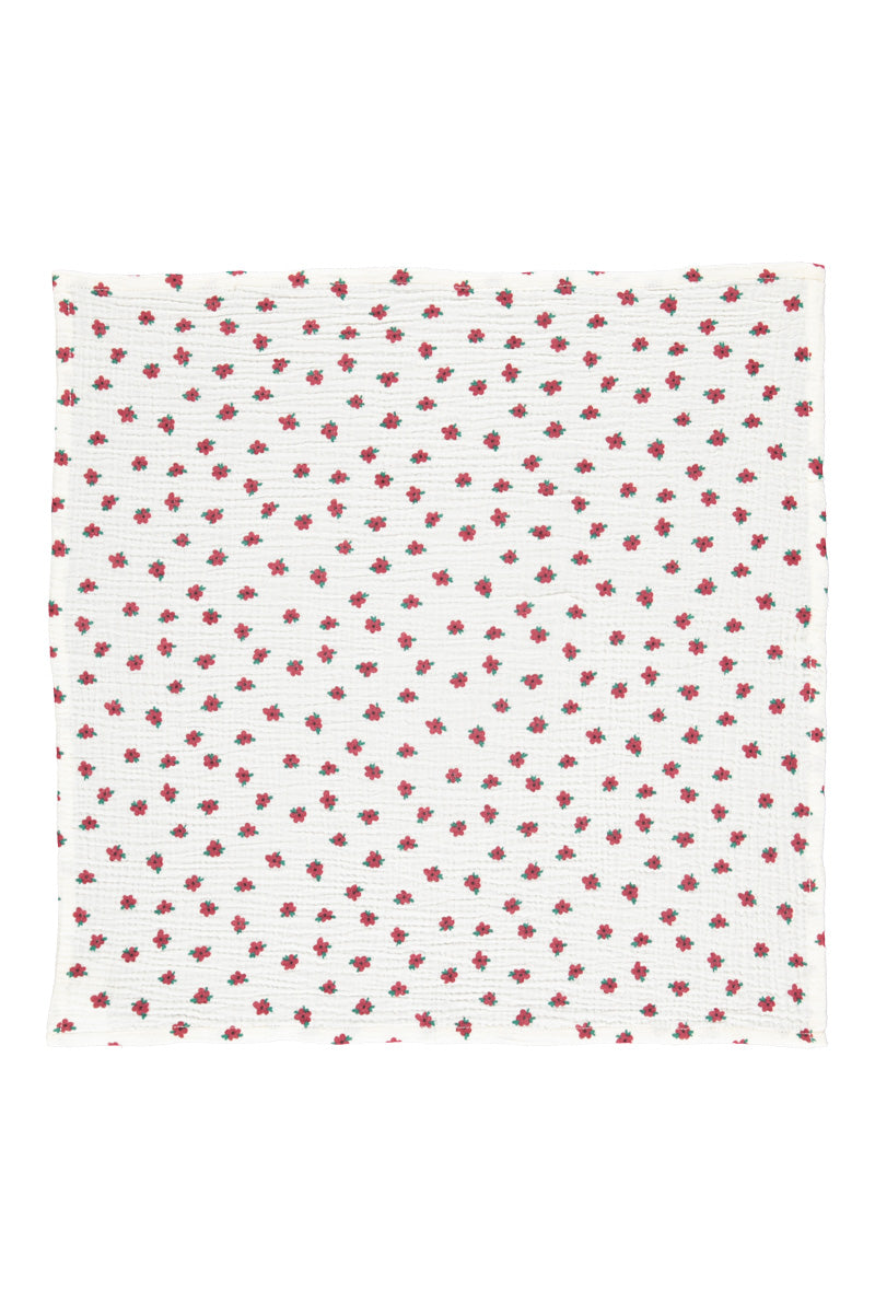 Piupiuchick AW26 - Bandana - 100% Bio-Baumwolle - Weiß mit Roten Blumen