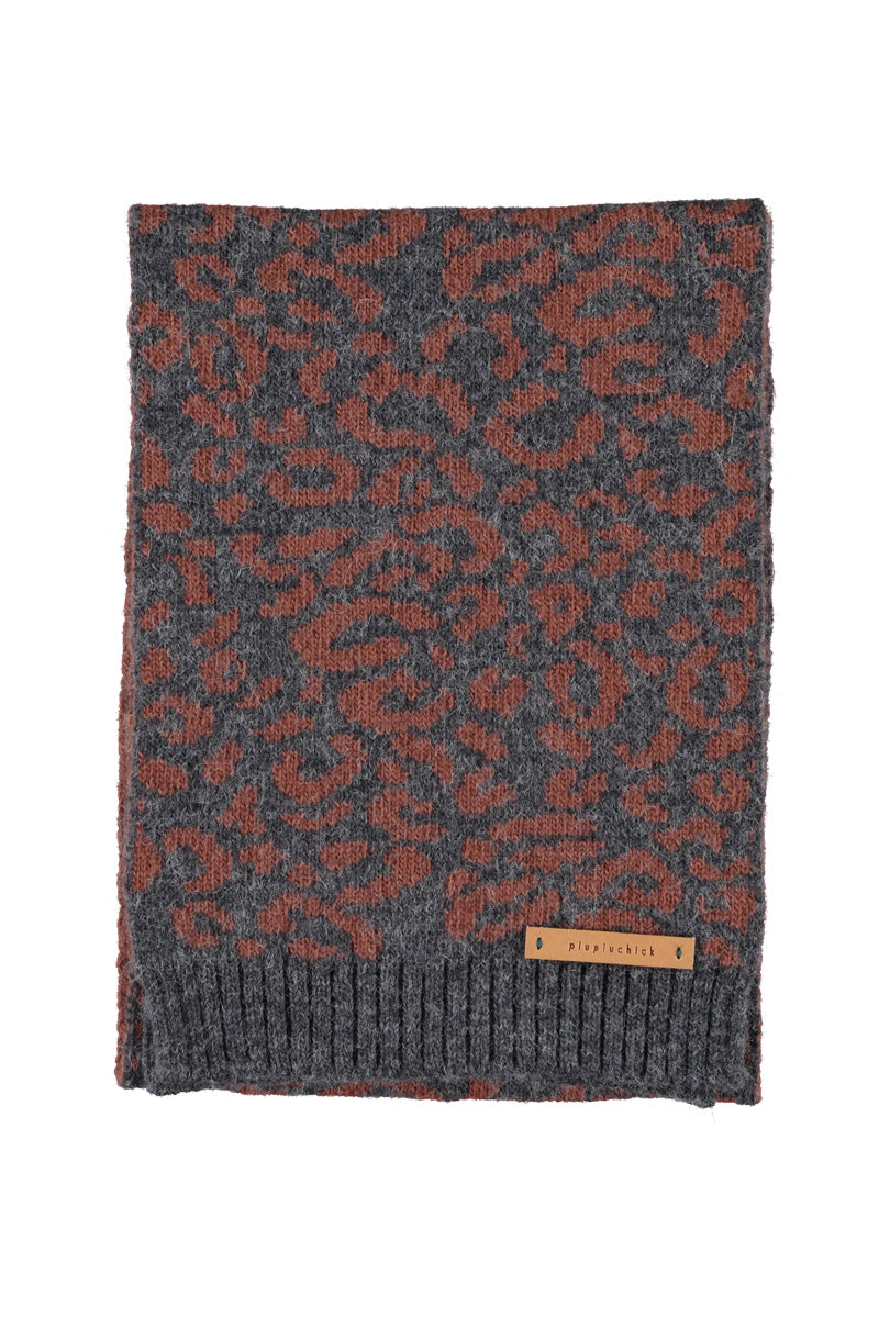 Piupiuchick AW26 - Gestrickter Schal Grau - Tiere Muster
