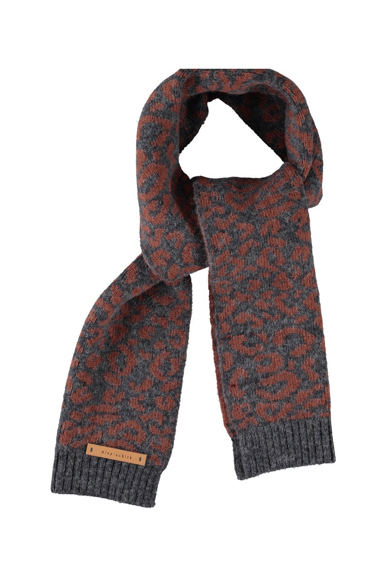 Piupiuchick AW26 - Gestrickter Schal Grau - Tiere Muster