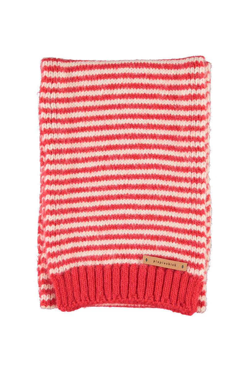 Piupiuchick AW26 - Gestrickter Schal Rot Weiß - Gestreift