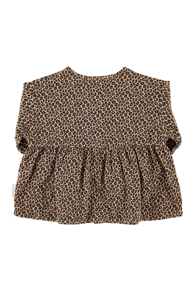 Piupiuchick AW26 - Kinder Bluse Braun - 100% Baumwolle - Tiere Muster