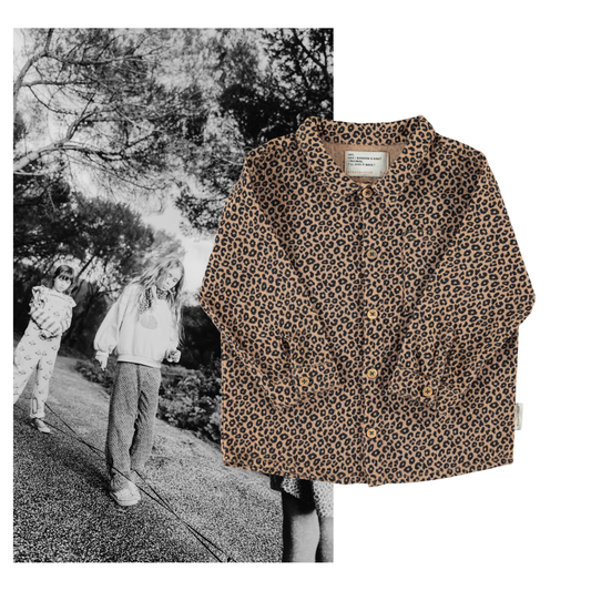 Piupiuchick AW26 - Kinder Hemd Braun - 100% Baumwolle - Tiere Muster