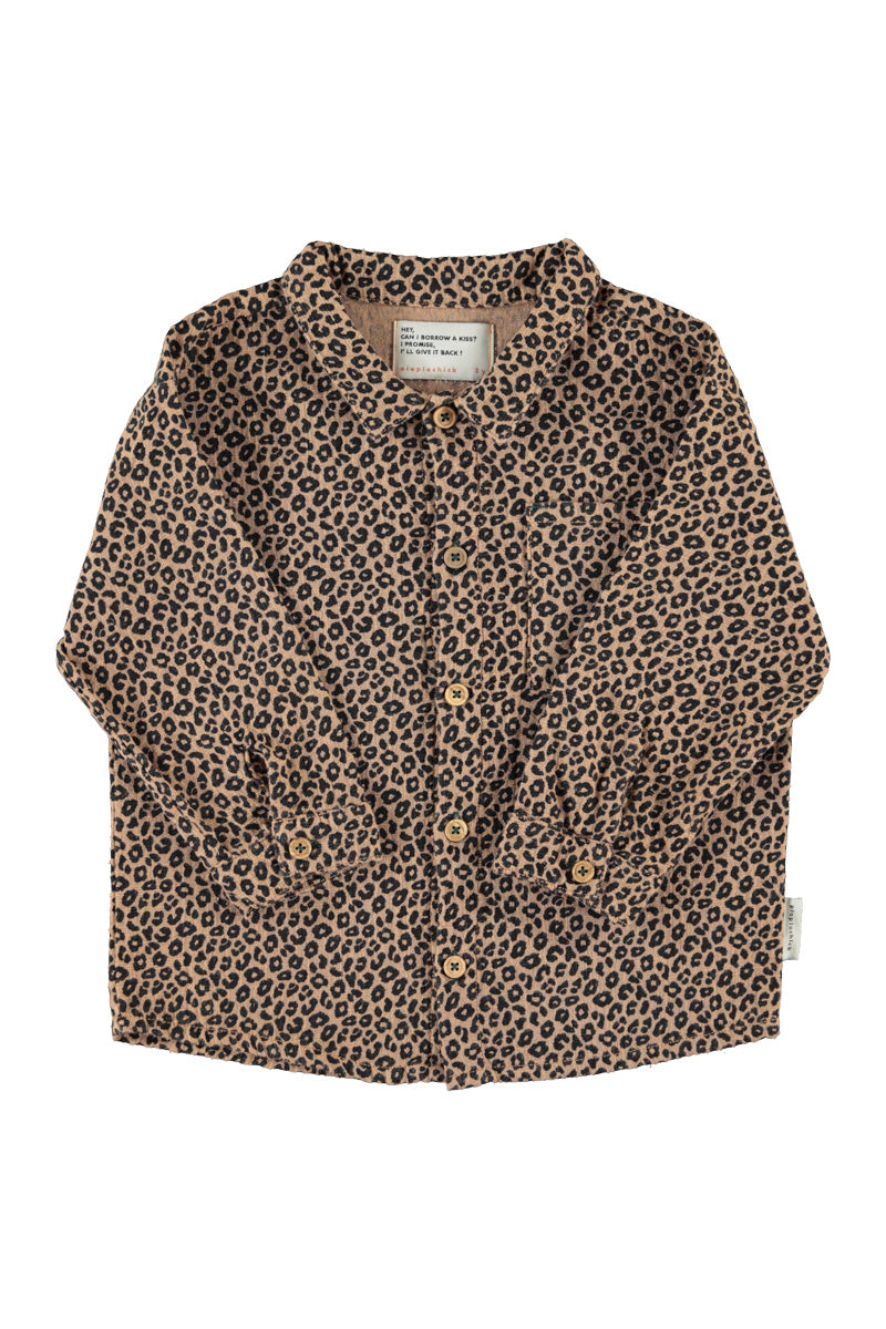 Piupiuchick AW26 - Kinder Hemd Braun - 100% Baumwolle - Tiere Muster