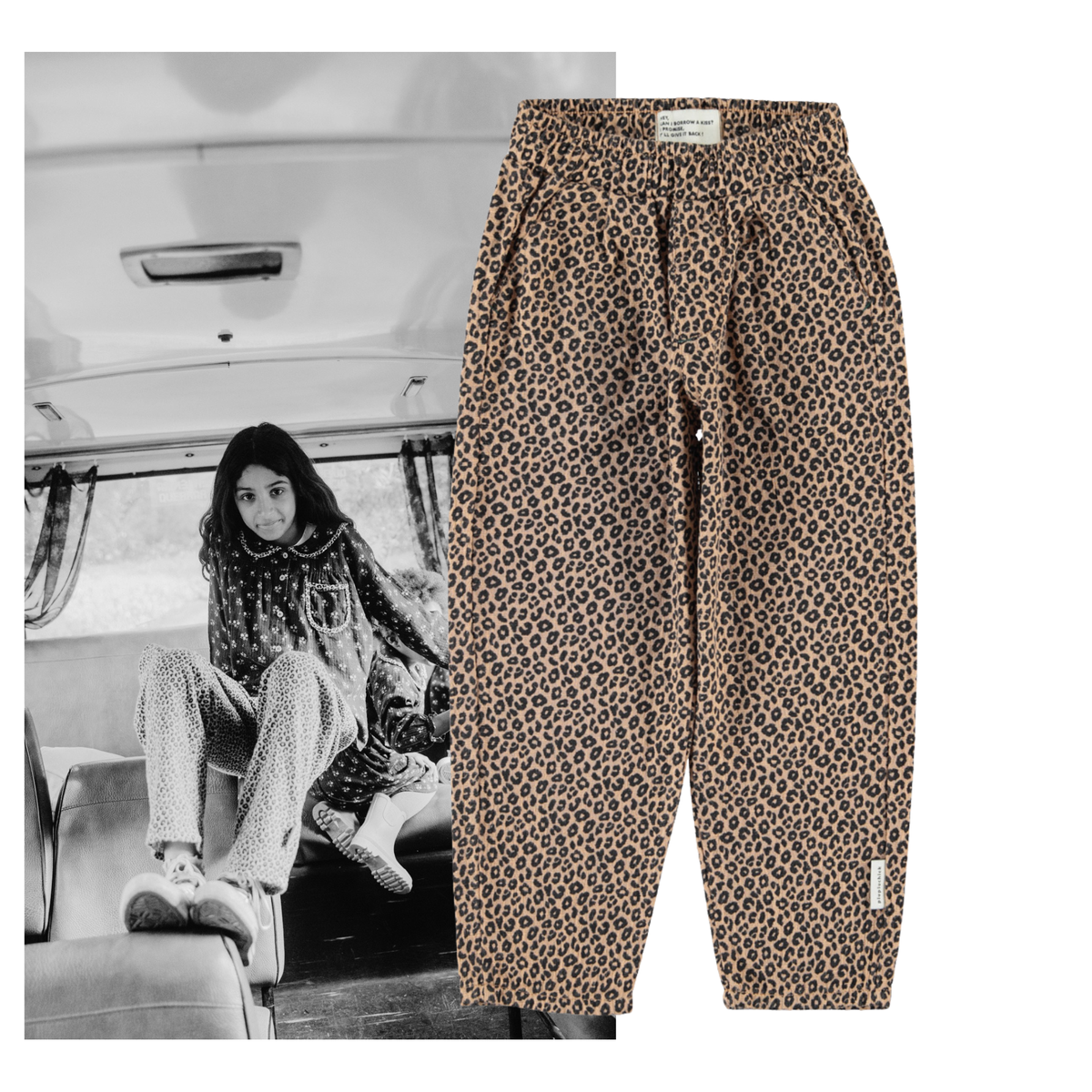 Piupiuchick AW26 - Kinder Hose Braun - 100% Baumwolle - Tiere Muster