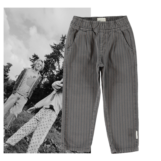 Piupiuchick AW26 - Kinder Hose Grau - 100% Baumwolle - Gestreift