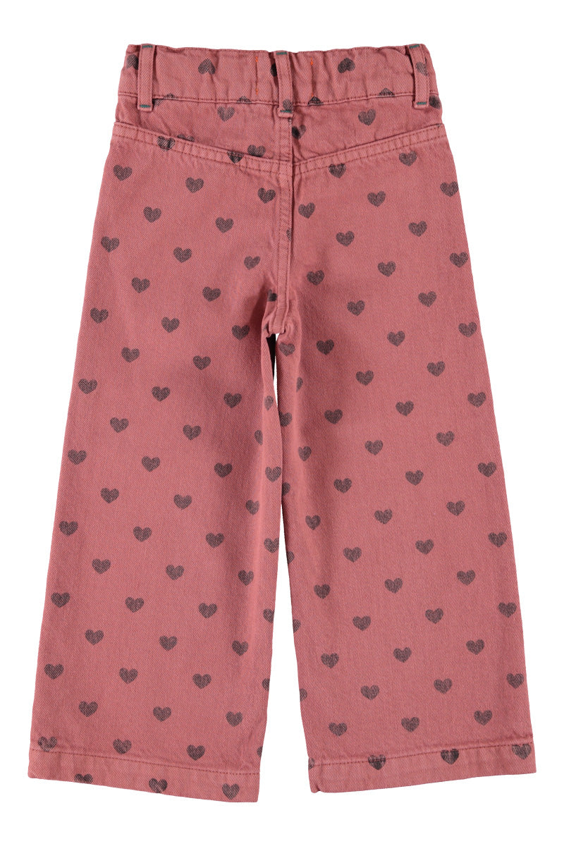 Piupiuchick AW26 - Kinder Hose Rot Rosa - 100% Bio-Baumwolle - Schwarzen Herzen