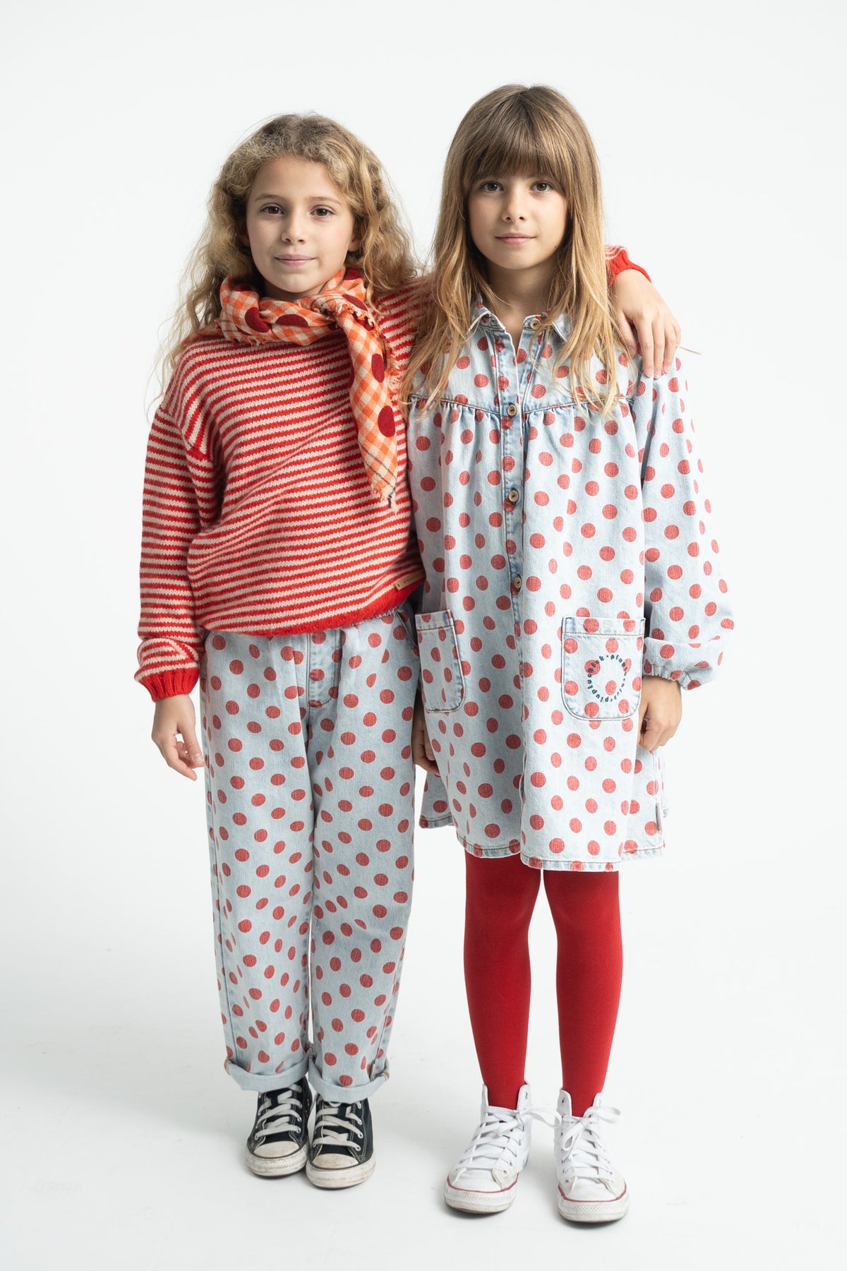 Piupiuchick AW26 - Kinder Jeans Hose - 100% Baumwolle - Roten Punkten