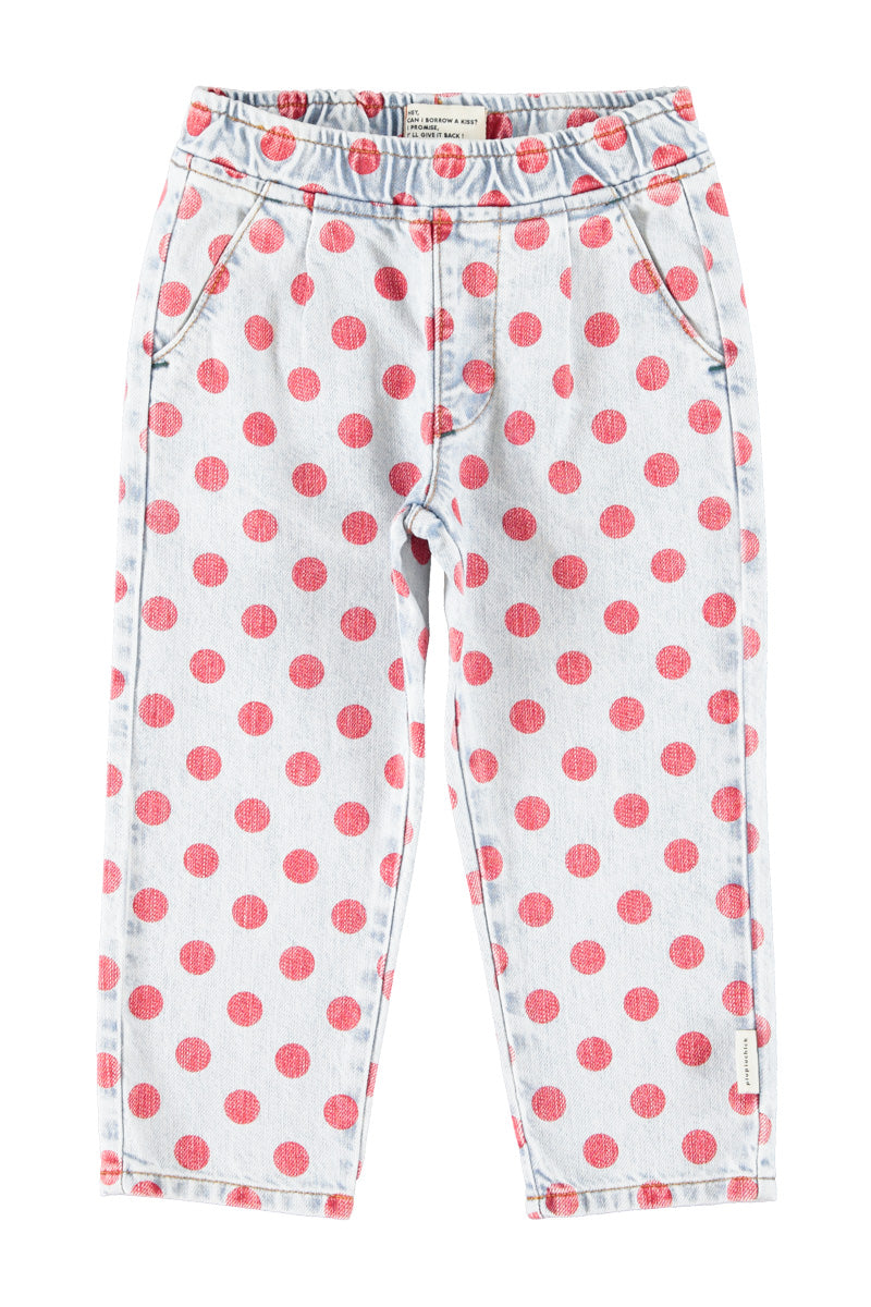 Piupiuchick AW26 - Kinder Jeans Hose - 100% Baumwolle - Roten Punkten