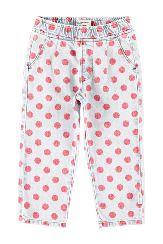 Piupiuchick AW26 - Kinder Jeans Hose - 100% Baumwolle - Roten Punkten